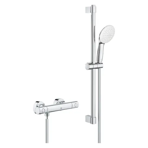 Grohe Thermostat-Brausebatterie Grohtherm 800 Cosmopolitan - Bad- & Duscharmaturen mit Tempesta Brausestangenset, 2 Strahlarten (Rain, Jet) für ein individuelles Duscherlebnis in hochwertigem Chrom.