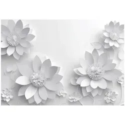 Wallarena Fototapete 3D Effekt Blumen Grau, 350x250 cm - Hochwertige Vlies-Fototapete mit beeindruckendem 3D-Effekt für stilvolle Akzente in Wohnzimmer, Schlafzimmer oder Büro. Einfache Montage und langlebige Qualität für eine beeindruckende Raumverwandlung.