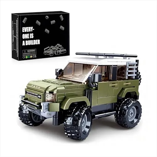 HIGH GODO Jeep Offroad Auto Klemmbausteine, City Champions Modell Speed Auto-Bausatz 317 Teile 1:35, Geschenke Spielzeug für Kinder ab 6 Jahren Jungen und Mädchen