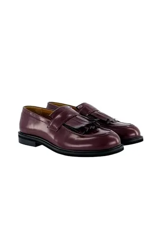 Ulla Popken Leder-Loafer Fransen - Weite H Mokassin in Weinrot - Mokassins aus 100% Leder mit modischem Fransen-Design, ideal für Komfort und Stil bei breiteren Füßen.