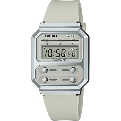 Casio Digitaluhr A100WEF-8AEF - Vintage Design mit LED Licht und Stoppfunktion, wasserdicht und leicht