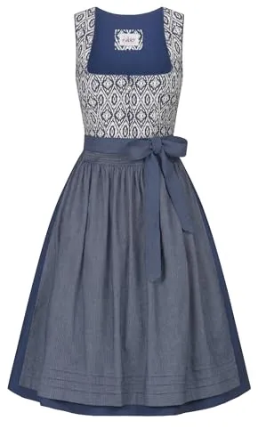Nübler Midi Dirndl Gudrun in Blau, Größe:54 - Elegantes Midi Dirndl für Damen, ideal für festliche Anlässe. Hochwertige Trachtenmode mit tailliertem Schnitt und bezaubernden Details. Perfekt kombinierbar mit Dirndlbluse und Trachtenjacke.