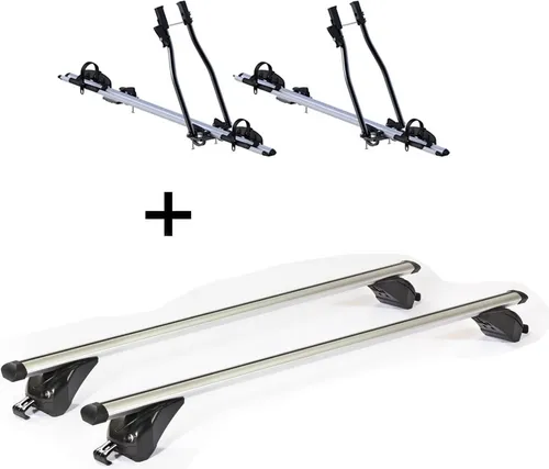 Fahrradträger SAGITTAR + Dachträger VDP KING1 für Alfa Romeo Stelvio - Fahrradträger-Set für Alfa Romeo Stelvio ab 17, inklusive 2x Fahrradträger und Dachträger für einfachen Transport aller Fahrradtypen. Maximale Zuladung: 15 kg pro Träger, einfache Montage.