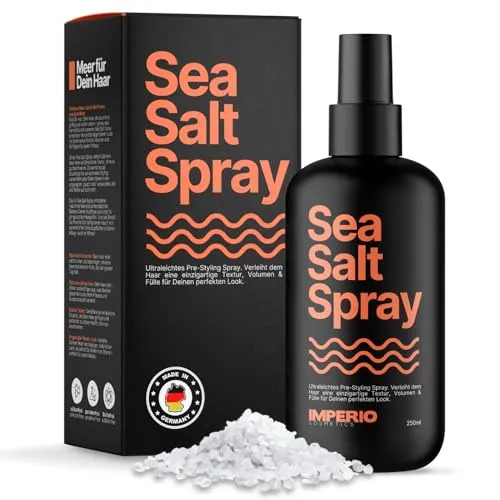 IMPERIO Sea Salt Spray - 250ml für voluminöse Beach Waves - Haar-Salzsprays mit MEGA VOLUMEN und trendigem Beach-Look. Das vegane Spray sorgt für griffige Textur und flexibles Styling ohne Verklebung.