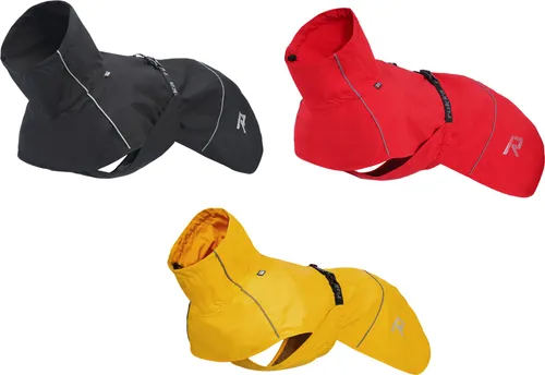 Rukka Pets HAYTON ECO Regenmantel für Hunde Schwarz 25 - Regenjacke für Hunde mit leichtem Schnallenverschluss, reflektierenden Details und verstellbarem Kragen. Federleichtes, atmungsaktives Netzfutter für optimalen Tragekomfort.