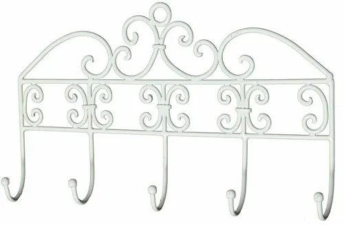 Ambiente Haus Hakenleiste "Antik III" – Elegante Aufbewahrungslösung - Stilvolle Hakenleiste aus Eisen in Weiß, ideal zur Aufbewahrung von Jacken und Accessoires. Maße: 38 cm x 23 cm x 5 cm – praktisch und dekorativ zugleich.