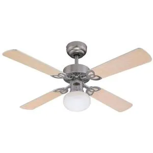 Westinghouse Deckenventilator Vegas 72272 mit Beleuchtung, Ø 105cm - Ventilatoren mit integrierter Lampe, wendbare Flügel in Ahorn/Silber, ideal für Sommer- und Winterbetrieb zur Heizkostenersparnis von bis zu 30%.