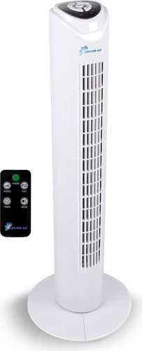 Lifetime Air Turmventilator mit Schwenkfunktion - Ventilator mit 3 Geschwindigkeiten und Fernbedienung für optimalen Komfort, ideal für heiße Tage im Wohn- oder Schlafzimmer.