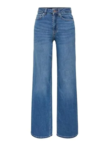 ONLY Damen Jeans 15282980 - Hohe Taille in Medium Blue Denim - Moderne Jeans mit Gürtelschlaufen und praktischer Münztasche, perfekt für einen stylishen Look.