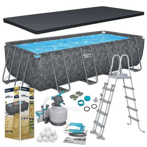 Bestway 561KA Apx365 Frame Pool Komplettset 549x274x132cm - Großer, winterfester Rahmenpool mit Zubehör. Einfacher Aufbau in 3 Schritten und langlebiger, korrosionsbeständiger Metallrahmen für unbeschwerte Schwimmstunden.