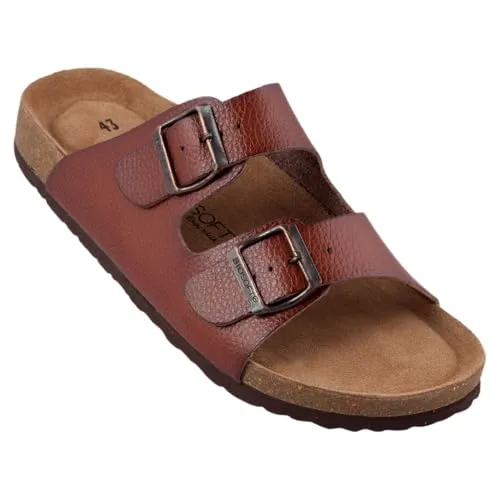 Biosoft Herren Sandalen in Leder Optik Größe 46 TOM braun - Elegante Herrensandalen mit rutschfester Gummisohle und komfortablem Fußbett. Ideal für den Sommer, perfekt für entspannte Tage. Made in Germany, moderne Designs für höchsten Tragekomfort.