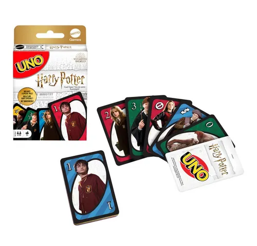 UNO Harry Potter - Magisches Kartenspiel für Fans, einzigartige Charakterkarten und Überraschungsregel für noch mehr Spielspaß!