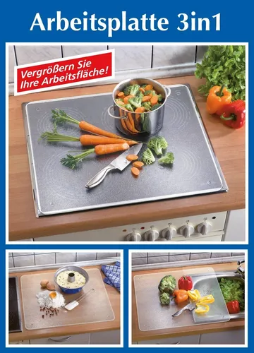Maximex Herd-Abdeckplatte für Glaskeramik Kochfelder - Herdabdeckplatte aus Glas, transparent, schützt Ihre Kochfelder und bietet zusätzliche Arbeitsfläche, Maße ca. 56 x 50 cm.