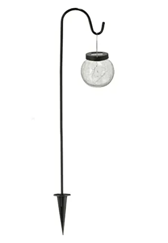 Spetebo Solar Gartenstecker mit Glaskugel - 70 x 15 cm - Bruchglas Kugel mit Erdspieß - Deko Garten Stecker Crackle Glas Laterne mit 20 LED in warm weiß beleuchtet