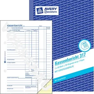 AVERY Zweckform Formularbuch "Kassenbericht", A5 2x50 Blatt