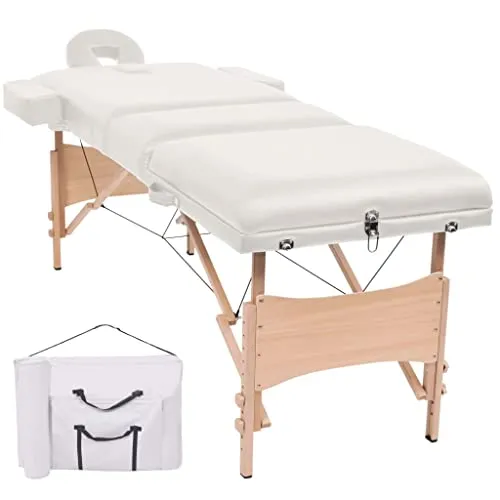 vidaXL Massageliege 3 Zonen Tragbar Therapie Massagetisch Massagebank Kosmetikliege Therapieliege Massage Liege 10cm Polsterung Weiß