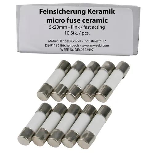 Stk. SeKi Feinsicherung 20A, 5x20mm, Flink - Keramiksicherung 10