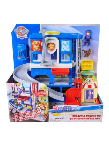 PAW PATROL - Search & Rescue: Pup Squad Hauptquartier mit Chase Racer - Über 30 cm hohes Hauptquartier für spannende Einsätze. Inkl. Chase Racer, Bürgermeister Besserwisser & Chaos Kätzchen. Drehbarer Aufzug und Rutsche für actionreiche Abenteuer!