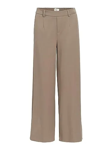 OBJECT Damen Stoffhose Pants Anzughose - Weite Hose in Taupe, GR 38 - Damen Hosen für Beruf und Freizeit, eleganter Bootcut-Stil, ideal für jede Jahreszeit und Anlass, jetzt im SALE!
