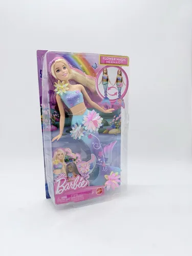 Barbie Flower Magic Meerjungfrauen-Spielzeugpuppe - Puppen mit magischer Überraschungsblüte, ideal für Wasser- und Landspiel. Kinder ab 3 Jahren erleben blühenden Spaß mit schillernden Blumen und einem bezaubernden Unterwassergarten!