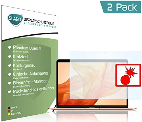 Slabo 2 x Panzerschutzfolie für MacBook Air 13" (2018) | Air 13" (2020) Panzerfolie Displayschutzfolie Schutzfolie Folie Shockproof KLAR