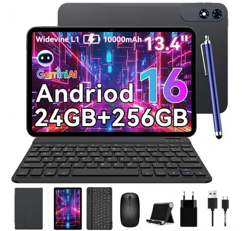 TABWEE T60Pro 13.4" Android 15 Tablet - Flaggschiff Tablet mit 13,4 Zoll 2K Display und 120Hz Bildwiederholfrequenz, ideal für Kreativarbeit und Gaming. Ausgestattet mit 24GB RAM und 256GB Speicher für optimale Leistung.