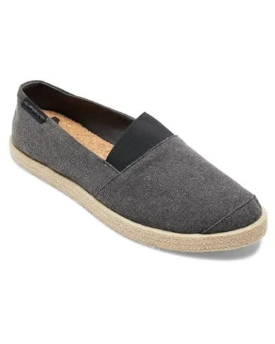 Quiksilver Espadrilled Cold Cement Shoe für Männer - Solid Black - 41 EU - Bequeme Slip-On Schuhe mit elastischem Einstieg für perfekten Sitz. Die Memory-Schaum-Innensohle sorgt für Komfort, während die Jute-Umrandung und die Espadrille-Sohle einen besonderen Look verleihen.