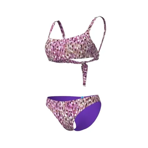arena Water Prints Damenbikini, Badeanzug aus Elastischem Recyclingstoff, Schnelltrocknend, Strand- und Schwimmbad-Badeanzug für Damen, Damenbadeanzug mit Herausnehmbaren Cups und Top mit Bändern