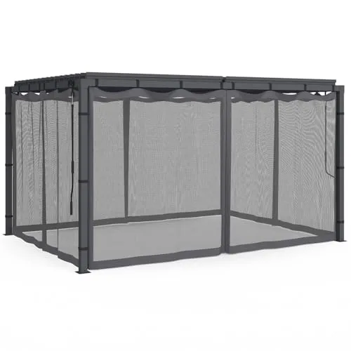 IDMarket - Set aus 4 Moskitonetzen für bioklimatische Pergola 3x4 grau mit Reißverschluss + Haken - Schützen Sie Ihre Pergola mit diesem praktischen Set aus 4 Moskitonetzen. Ideal für entspannte Stunden im Freien ohne störende Insekten.