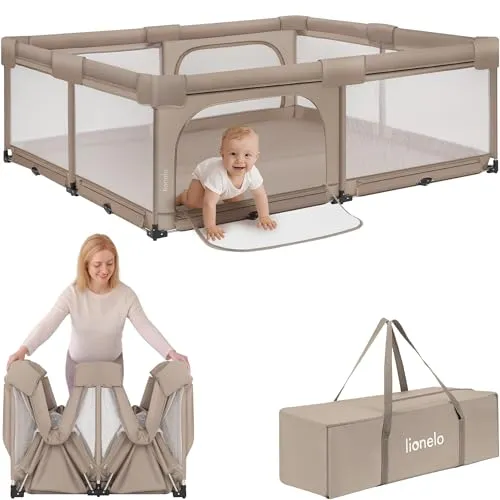 lionelo Laufgitter FLORENCE XL EASY FOLD – 180×200 cm, Klappbar, Ohne Montage - Der lionelo Laufstall Florence XL Easy Fold bietet mit 180 × 200 cm viel Platz zum Spielen. Mit praktischem Klappmechanismus und zwei Eingängen ist er im Handumdrehen einsatzbereit – ideal für Zuhause und unterwegs.