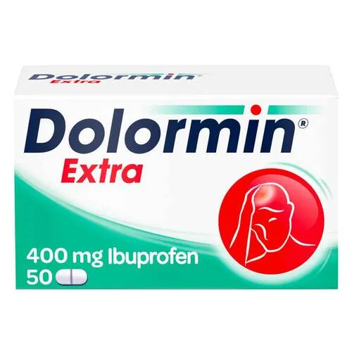 Dolormin Extra 50 ST - Schmerzmittel - Arzneimittel zur symptomatischen Kurzzeitbehandlung von leichten bis mäßig starken Schmerzen und Fieber. Ideal für Kinder ab 20 kg und Erwachsene. Enthält Ibuprofen für schnelle Linderung.