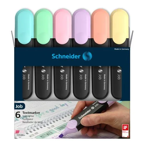 Schneider Job Pastell Textmarker farbsortiert, 6 St.