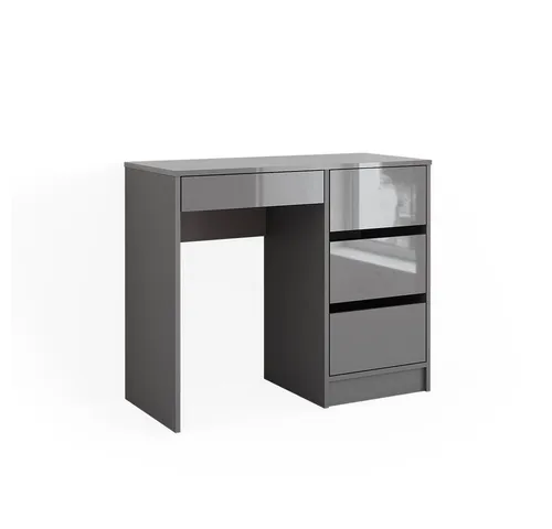 Vicco Schreibtisch Sherry - Grau Hochglanz, 90 x 40 cm mit 4 Schubladen - Schreibtisch in elegantem Grau Hochglanz, ideal für Home Office. Mit 4 praktischen Schubladen bietet er ausreichend Stauraum und sorgt für Ordnung.