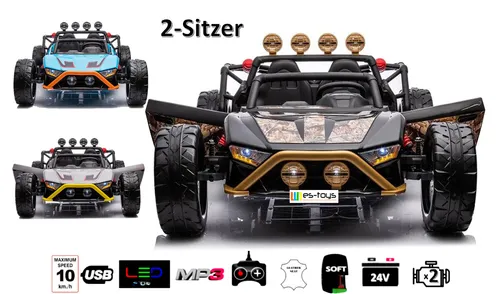 Elektro Kinderauto „Buggy 168“ – 24V Akku,2x 200W Motoren- 2,4Ghz +MP3 + Leder