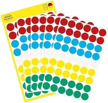 AVERY Zweckform Klebepunkte 3088 rot, weiß, grün, blau, gelb Ø 12,0 mm