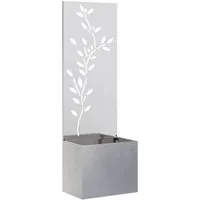vidaXL Blumentopf mit dekorativem Paneel Silber 50 x 140 cm - Markisen für Garten und Terrasse, wetterbeständig und pflegeleicht – perfekter Sichtschutz mit dekorativen Intarsien für stilvolle Privatsphäre.