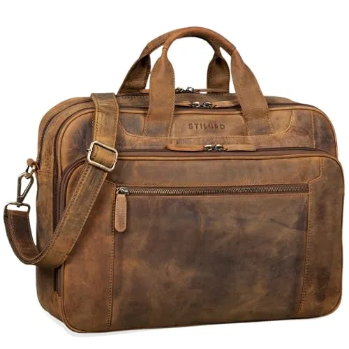 STILORD Herren-Businesstasche 'Nelson' aus Leder - 15,6 Zoll Laptoptasche für Männer - Herrentaschen mit Vintage-Design, perfekte Organisation für Laptop und Arbeitsutensilien, stilvoller Auftritt im Berufsleben.