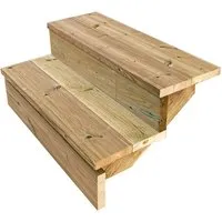 Außentreppe Holz - Fertiges Set für 2 bis 7 Stufen - Gebrauchsfertiger Bausatz für Außentreppen aus druckimprägniertem Kiefernholz, ideal für Garten, Balkon und Terrasse. Flexibel in Breite und Höhe.