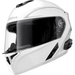 Sena Outrush R 22.06 Klapphelm - Weiß - S - Motorradhelm mit Bluetooth 5.1 für HD-Kommunikation, integrierten Lautsprechern und Sonnenblende. Ideal für sicheres Fahren und vernetzte Abenteuer.