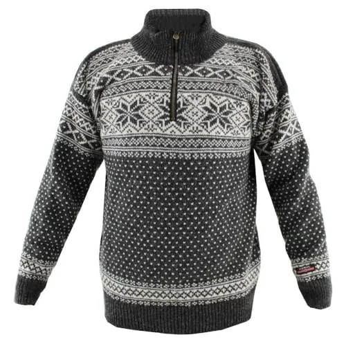 HomeOfSocks Norweger Pullover aus 100% Schurwolle (Anthrazit, S) - Stilvoller Norweger Pullover für Herren aus 100% Schurwolle, ideal für die kalte Jahreszeit. Mit hohem, gefüttertem Kragen für zusätzlichen Komfort und eine perfekte Passform. Zeitloses Design für jeden Anlass.