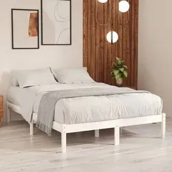 vidaXL Massivholzbett Weiß Kiefer 160x200 cm - Modernes Holzbett aus robustem Kiefernholz, ideal für ein großartiges Schlaferlebnis. Perfekt für Schlafzimmer mit Stil, geeignet für Matratzen 160x200 cm.