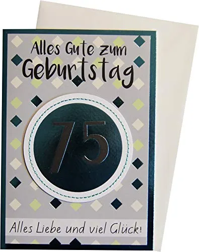 Geburtstagskarte zum 75. Geburtstag Lifestyle - Muster - 11,6 x 16,6 cm