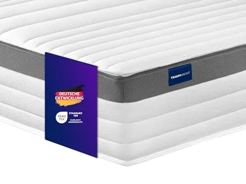 Traumnacht Exklusiv 7-Zonen Tonnentaschenfederkernmatratze 90 x 200 cm - Matratze mit Stiftung Warentest Note Gut (2,3) - 7-Zonen Tonnentaschenfederkern für optimalen Schlafkomfort und hervorragende Körperanpassung, Öko-Tex zertifiziert und pflegeleicht durch waschbaren Bezug.