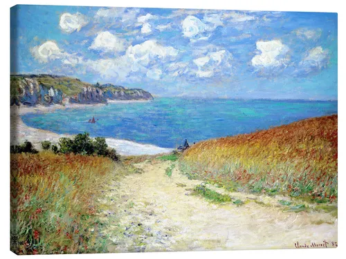 Leinwandbild Claude Monet - Strandweg durch den Weizen, maritimes Kunstwerk für Arztpraxis - Bilder für Indoor-Einsatz, hochwertige Kunstdruck-Qualität auf Baumwollmischgewebe, ideal für eine entspannende Atmosphäre in Arztpraxen oder Wohnzimmer.