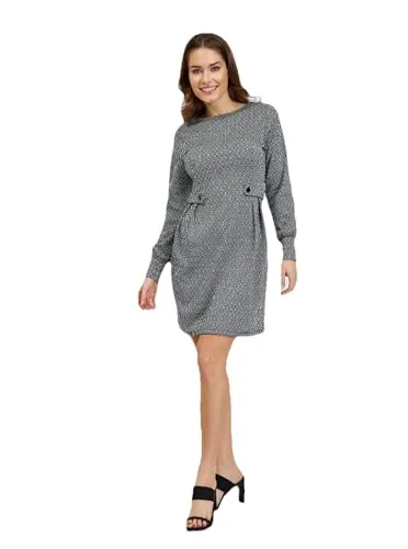 ORSAY Graues gemustertes Damen Kleid Sommerkleider | Leichte und luftige Looks | Trendige Sommermode | Stylische Damenkleidung | Moderne Kleider | Sommer-Trends | Vielseitige Kleiderkollektion L