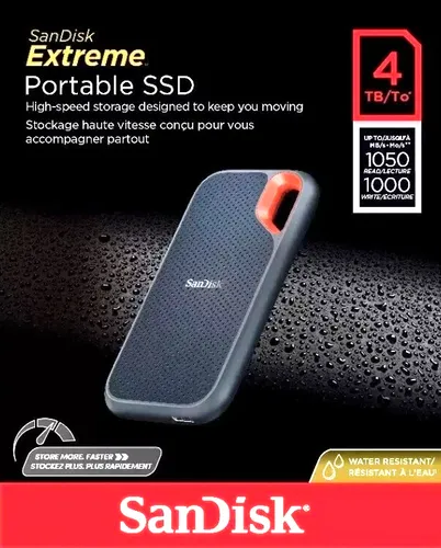 SANDISK Extreme Portable Festplatte - 4 TB externe SSD, kompakt und robust für maximale Datensicherheit unterwegs
