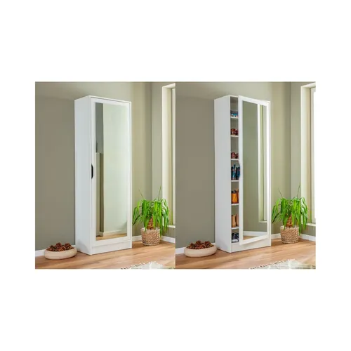 Inter Link Schuhschrank Westphalen 1D - Weiß, Modern und Pflegeleicht - Schuhschrank in modernem Design, wasserabweisend und einfach zu reinigen. Ideal für Ordnung im Flur, Maße: 58 x 189.5 x 40 cm.