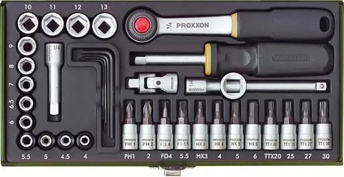 Proxxon Steckenschlüsselsatz metrisch 1/4" - 6,3 mm, präzise und vielseitig einsetzbar für professionelle Anwendungen