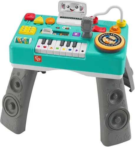 Fisher-Price Lernspaß DJ Spieltisch - Interaktives Aktivitätszentrum für Babys, mit 100+ Liedern und 12 feinmotorischen Aktivitäten, fördert Lernen und Kreativität