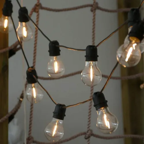 Lichterkette mit 10 großen Filament-Glühbirnen aus Glas - Wasserfeste Lichterkette für Innen- & Außenanwendungen, mit warmweißem LED-Licht für eine gemütliche Atmosphäre, ideal für Feste und Dekoration.